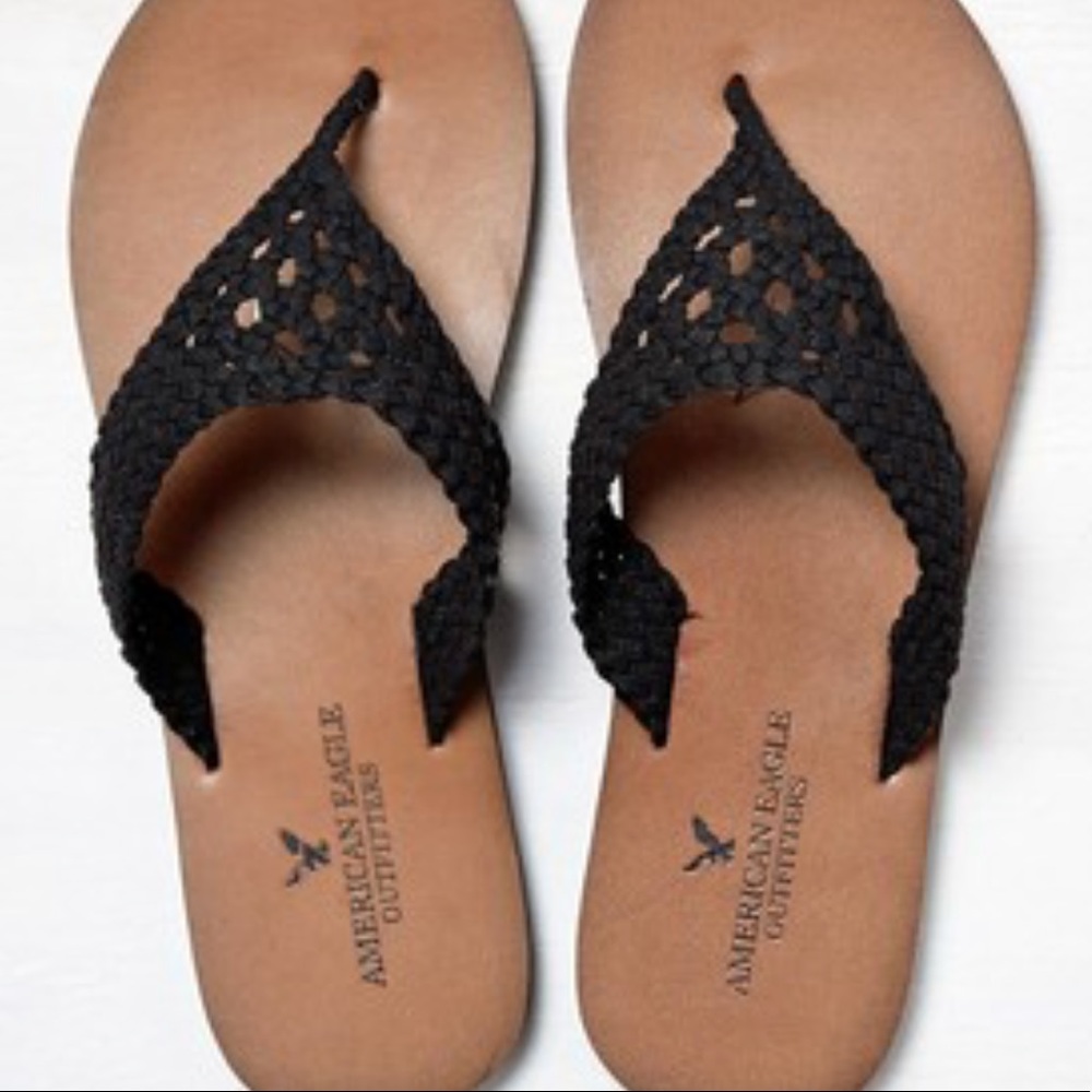 American Eagle Crochet Leather Flip Flops